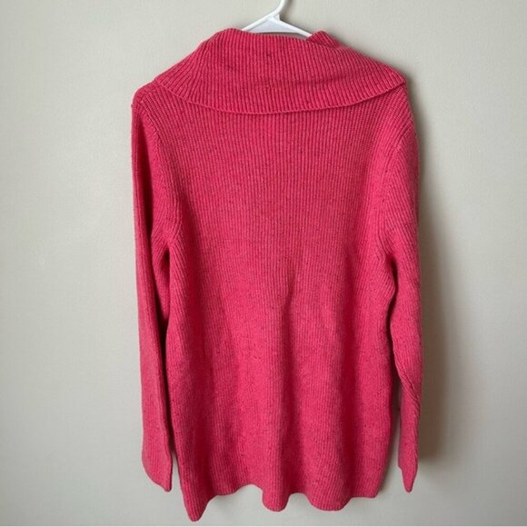 NWOT Talbots Tweed Shaker-Stitch Pink Cowl Neck Long Sleeve Sweater Size 1X - Picture 6 of 7